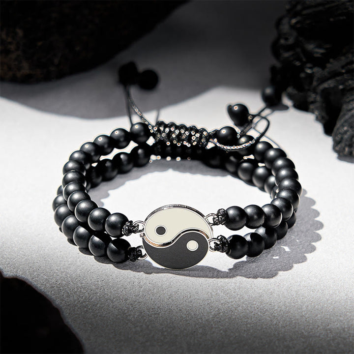 Buddha Stones Bransoletka wspierająca z hematytu yin yang z mrożonego kamienia lawowego - Mrożony kamień (obwód nadgarstka: 17-27 cm) - image 7