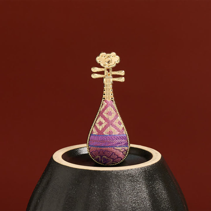 Buddha Stones Broszka Song Brocade w kształcie Guqin, ręcznie robiona, nowa chińska broszka w kształcie kwiatowej harmonii - image 4