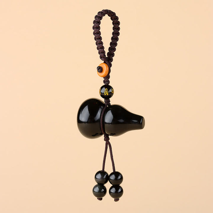 Buddha Stones Breloczki do kluczy z tęczowej tykwy obsydianowej, tkane ręcznie w stylu vintage - image 1