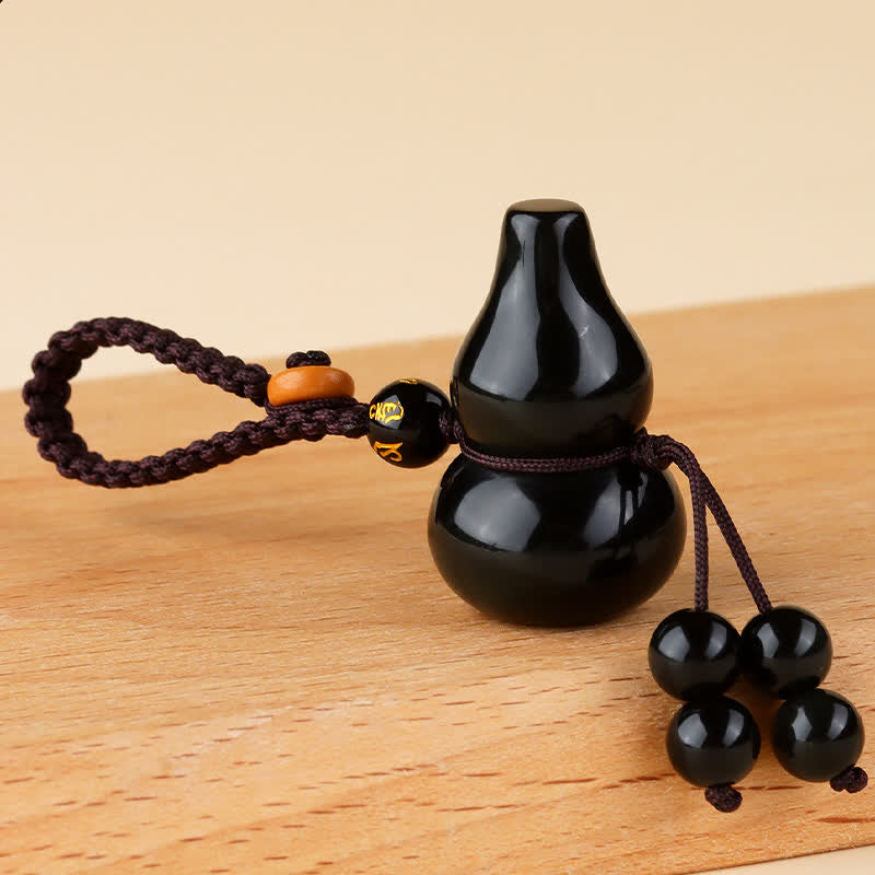 Buddha Stones Breloczki do kluczy z tęczowej tykwy obsydianowej, tkane ręcznie w stylu vintage - Obsydian tęczowy (zmienia kolor pod wpływem światła) - image 0