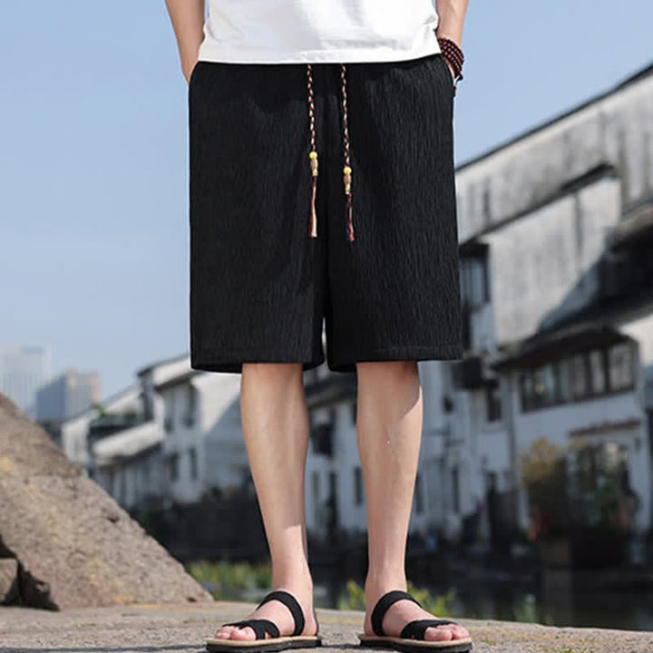 Szorty bermudy męskie Buddha Stones Summer Casual ze ściągaczem i kieszeniami - Czarny - US/UK/AU46， EU56 (5XL) - image 9