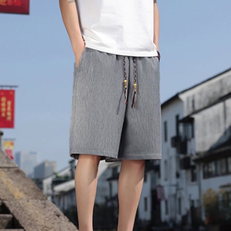 Szorty bermudy męskie Buddha Stones Summer Casual ze ściągaczem i kieszeniami - Srebrny - US/UK/AU46， EU56 (5XL) - image 18