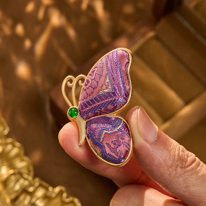 Buddha Stones Broszka Song Brocade Purple Butterfly Transformation, ręcznie robiona, Harmony New Chinese - image 3