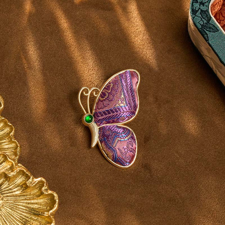 Buddha Stones Broszka Song Brocade Purple Butterfly Transformation, ręcznie robiona, Harmony New Chinese - image 4