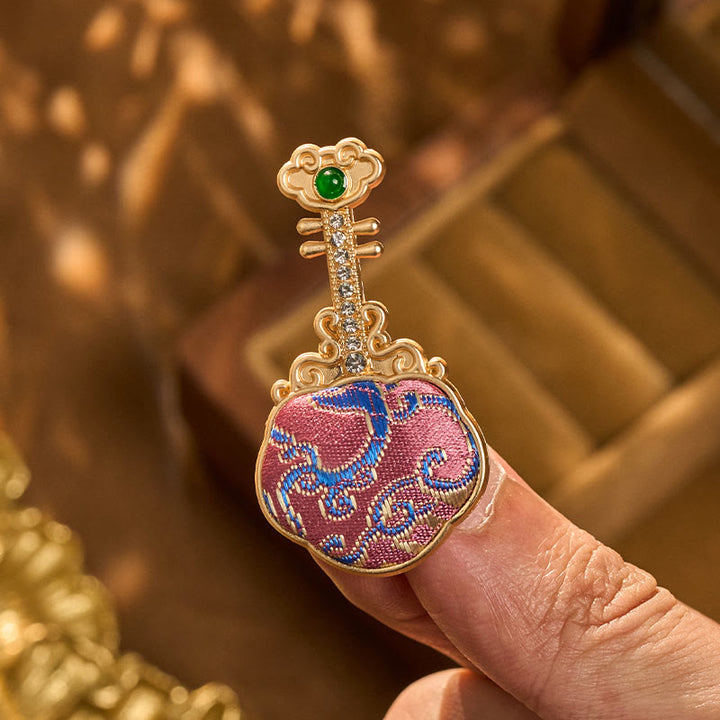 Buddha Stones Broszka energetyczna w kształcie pipy wykonana ręcznie z broszki Song Brocade w kolorze fioletowym - image 6