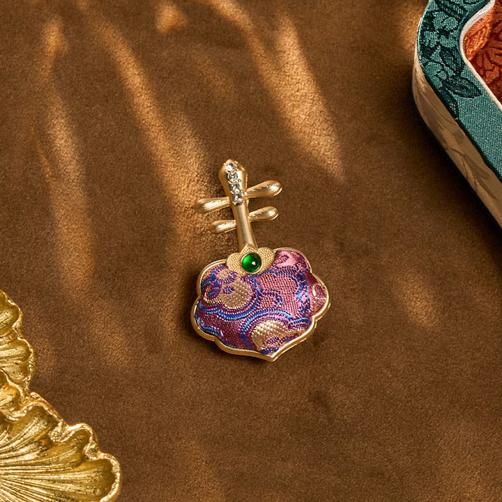 Buddha Stones Broszka energetyczna w kształcie pipy wykonana ręcznie z broszki Song Brocade w kolorze fioletowym - image 10