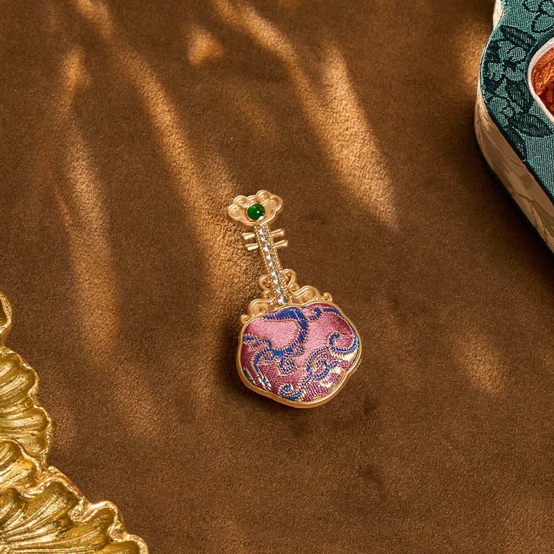 Buddha Stones Broszka energetyczna w kształcie pipy wykonana ręcznie z broszki Song Brocade w kolorze fioletowym - image 8