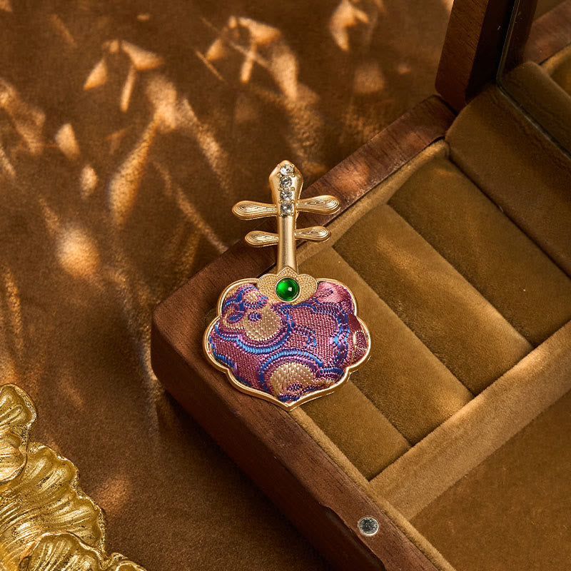 Buddha Stones Broszka energetyczna w kształcie pipy wykonana ręcznie z broszki Song Brocade w kolorze fioletowym - image 5