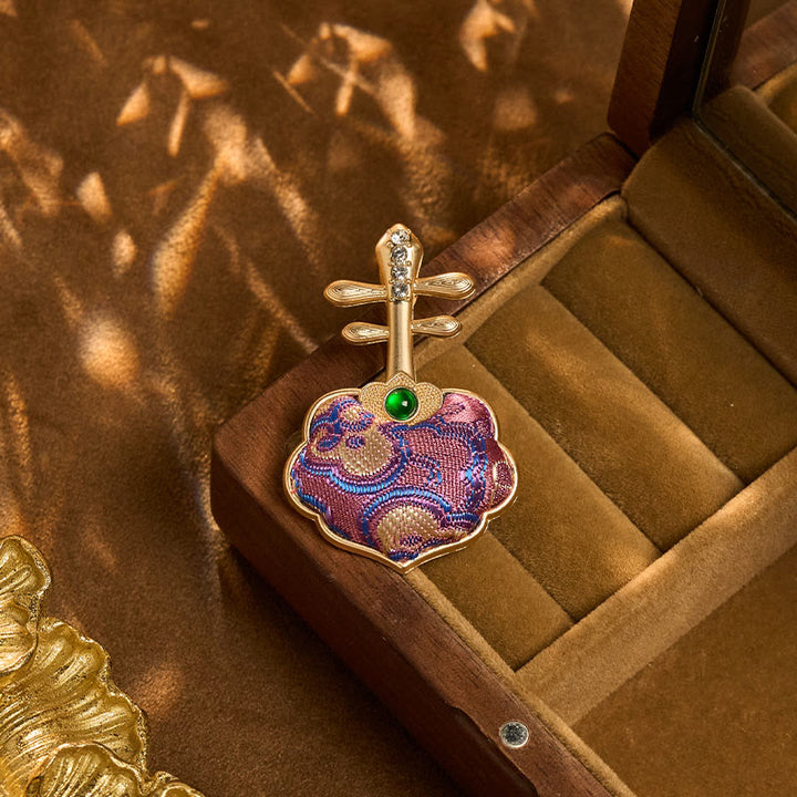 Buddha Stones Broszka energetyczna w kształcie pipy wykonana ręcznie z broszki Song Brocade w kolorze fioletowym - image 5