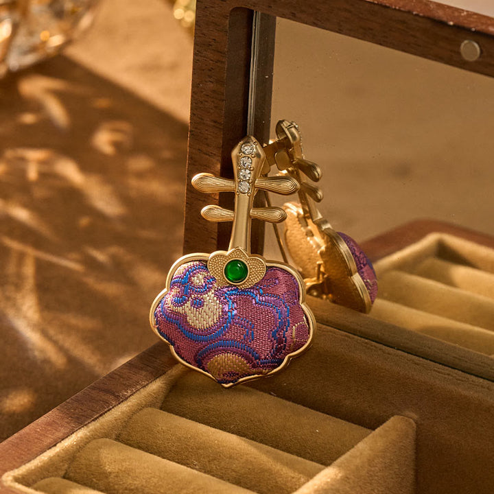 Buddha Stones Broszka energetyczna w kształcie pipy wykonana ręcznie z broszki Song Brocade w kolorze fioletowym - image 3