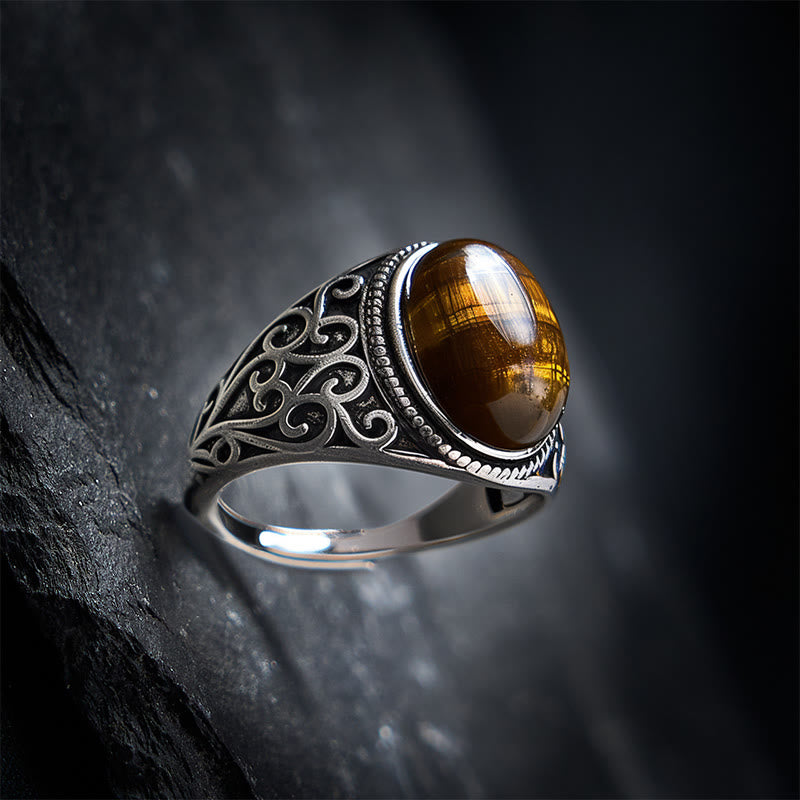 Buddha Stones Regulowany pierścień z miedzi tygrysiego oka - image 1