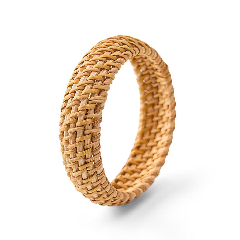 Buddha Stones Bransoletka z ręcznie tkanego rattanu w stylu boho, szeroka, resortowa - Styl 2 - Rattan (uziemienie♥zdrowie) - image 1