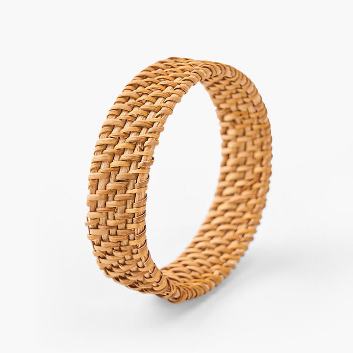 Buddha Stones Bransoletka pleciona ręcznie z rattanu, szeroka, w stylu boho - Rattan (uziemienie♥zdrowie) - image 0