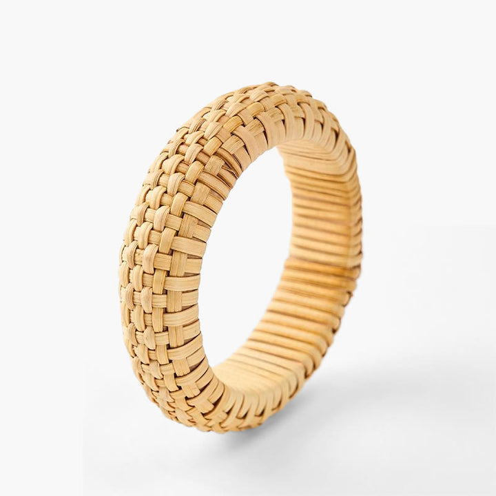 Buddha Stones Bransoletka plażowa w stylu boho tkana ręcznie z rattanu, szeroka, z motywem plażowym - Rattan (uziemienie♥zdrowie) - image 0