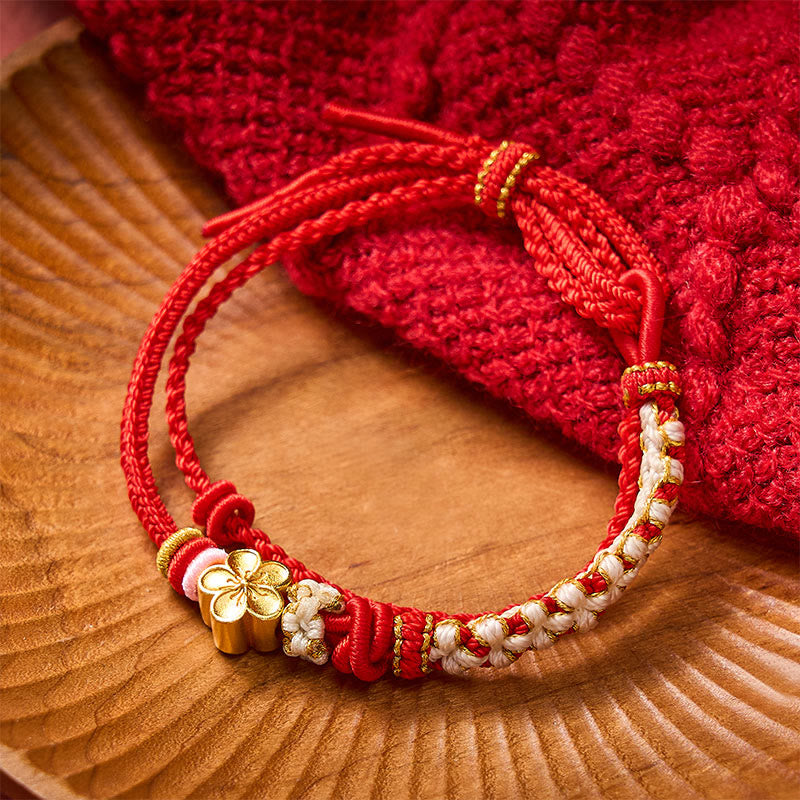 Buddha Stones Bransoletka z podwójnej warstwy tkana ręcznie sznurkiem Peach Blossom Knot - image 2