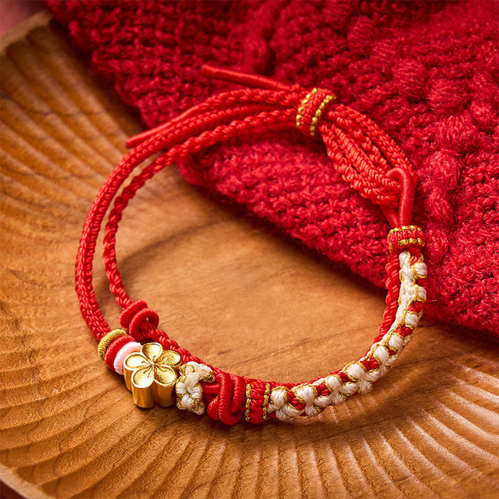 Buddha Stones Bransoletka z podwójnej warstwy tkana ręcznie sznurkiem Peach Blossom Knot - image 2