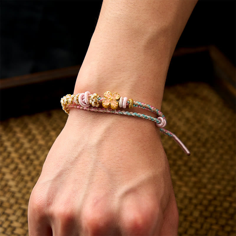 Buddha Stones Bransoletka z podwójnej warstwy tkana ręcznie sznurkiem Peach Blossom Knot - image 13