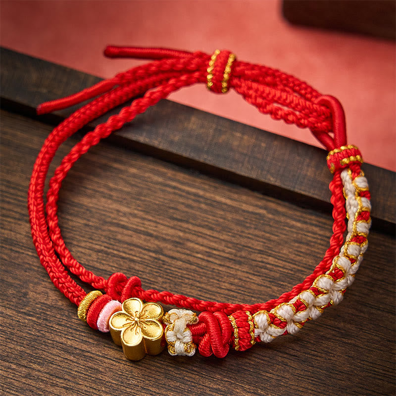 Buddha Stones Bransoletka z podwójnej warstwy tkana ręcznie sznurkiem Peach Blossom Knot - image 1