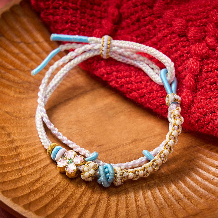 Buddha Stones Bransoletka z podwójnej warstwy tkana ręcznie sznurkiem Peach Blossom Knot - image 17