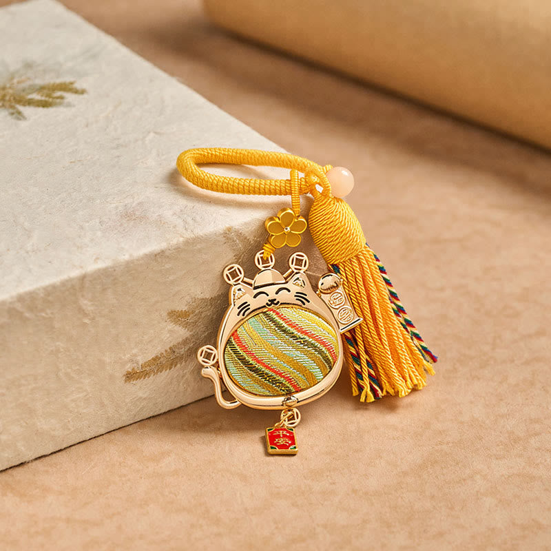 Buddha Stones Breloczki z frędzlami Song Brocade Lucky Cat Prosperity - image 3