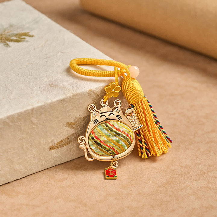 Buddha Stones Breloczki z frędzlami Song Brocade Lucky Cat Prosperity - image 3