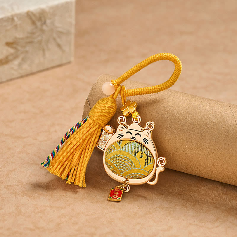 Buddha Stones Breloczki z frędzlami Song Brocade Lucky Cat Prosperity - image 2