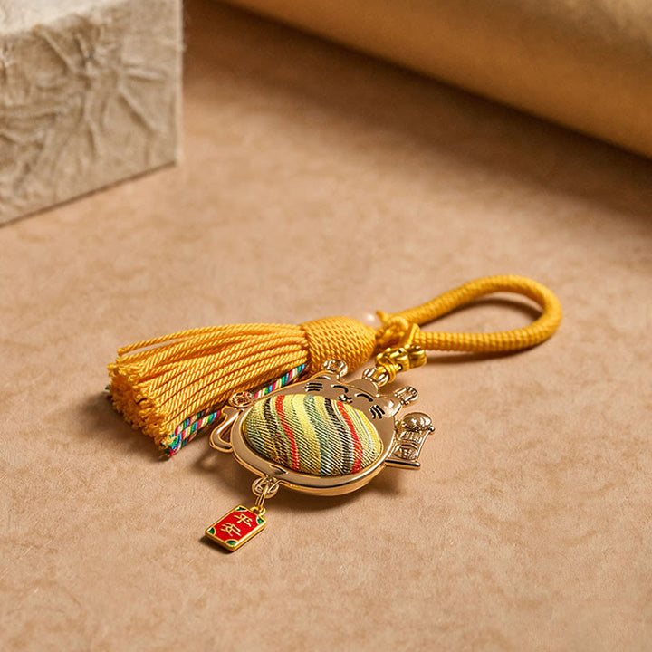 Buddha Stones Breloczki z frędzlami Song Brocade Lucky Cat Prosperity - image 5