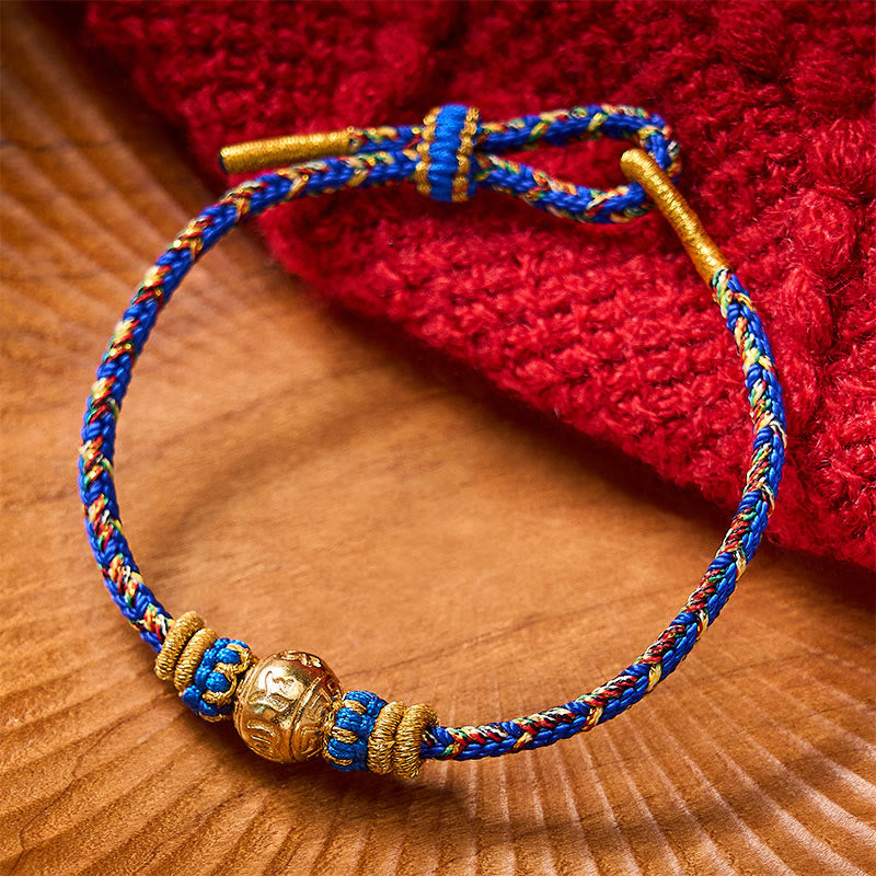 Buddha Stones Bransoletka Pokoju Om Mani Padme Hum tkana ręcznie sznurkiem - image 1