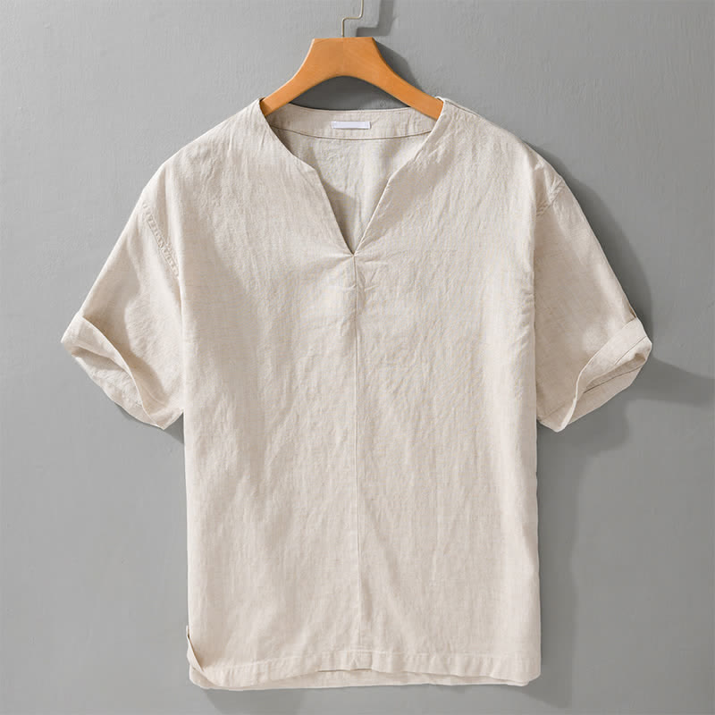Buddha Stones Letnie, minimalistyczne, męskie koszulki z krótkim rękawem i dekoltem w serek - Bielizna - US/UK/AU42， EU52 (3XL) - image 0
