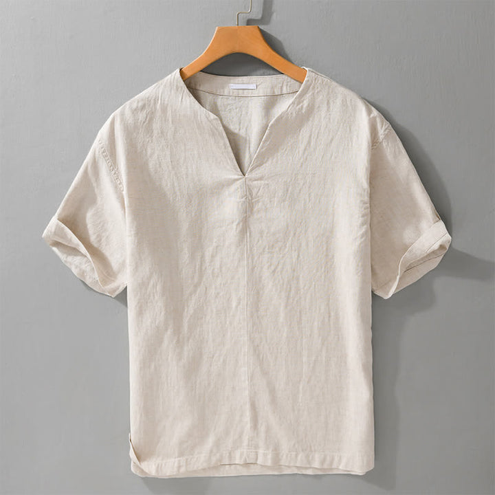 Buddha Stones Letnie, minimalistyczne, męskie koszulki z krótkim rękawem i dekoltem w serek - Bielizna - US/UK/AU42， EU52 (3XL) - image 0