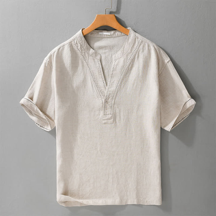 Buddha Stones Letnie, swobodne, męskie koszulki z krótkim rękawem i dekoltem w serek - Bielizna - US/UK/AU44， EU54 (3XL) - image 0