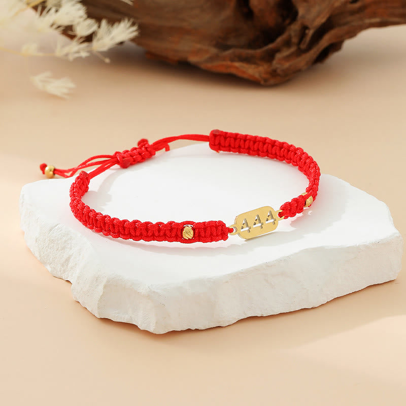 Buddha Stones Bransoletka z plecionego sznurka w kolorze czerwonym i czarnym z numerami aniołów - 444 czerwony sznurek - image 22