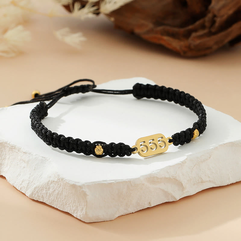Buddha Stones Bransoletka z plecionego sznurka w kolorze czerwonym i czarnym z numerami aniołów - 555 czarny sznurek - image 26