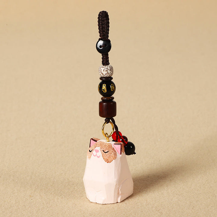 Buddha Stones Ręcznie rzeźbione drewniane breloki do kluczy z motywem pokoju „Om Mani Padme Hum” - Ragdoll Cat - Om Mani Padme Hum - Teksturowane naturalne drewno (spokojna energia ♥ prostota) - image 11
