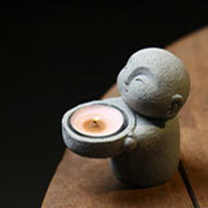 Buddha Stones Żywiczny świecznik Budda Spokój Dekoracja bez świecy - image 2