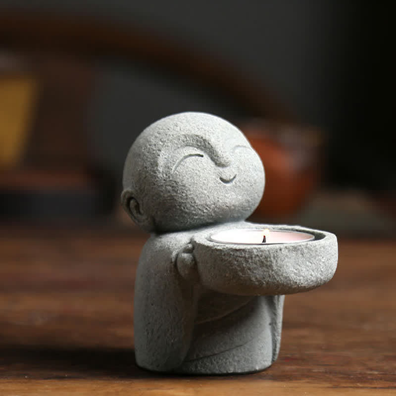 Buddha Stones Żywiczny świecznik Budda Spokój Dekoracja bez świecy - image 8