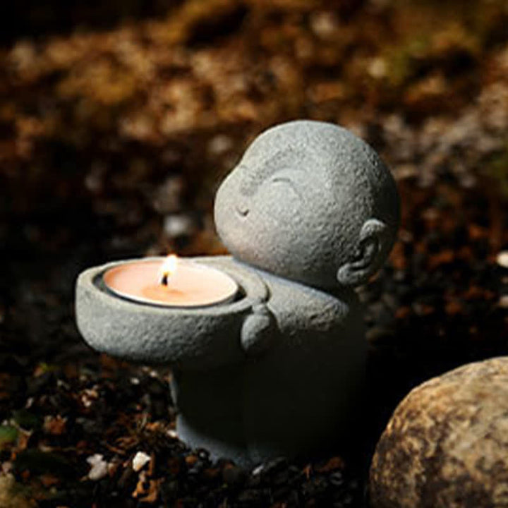 Buddha Stones Żywiczny świecznik Budda Spokój Dekoracja bez świecy - image 3
