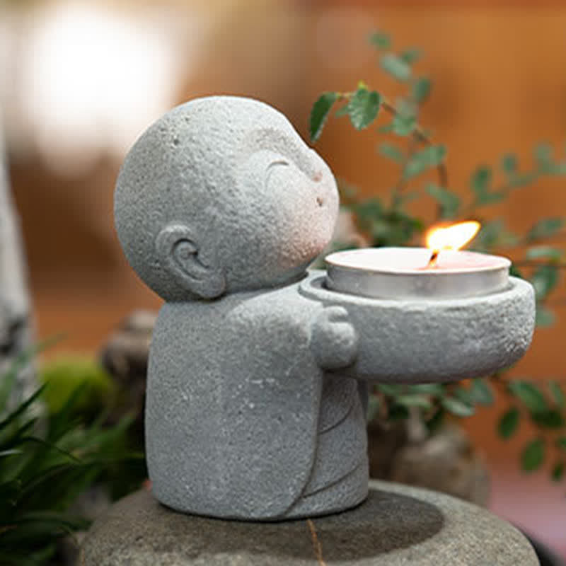 Buddha Stones Żywiczny świecznik Budda Spokój Dekoracja bez świecy - image 11