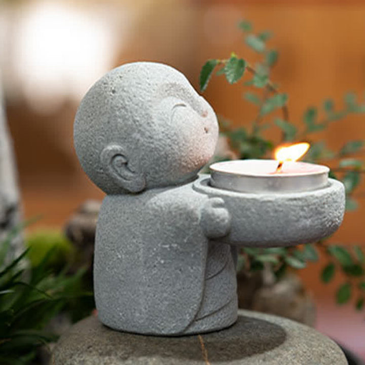 Buddha Stones Żywiczny świecznik Budda Spokój Dekoracja bez świecy - image 11