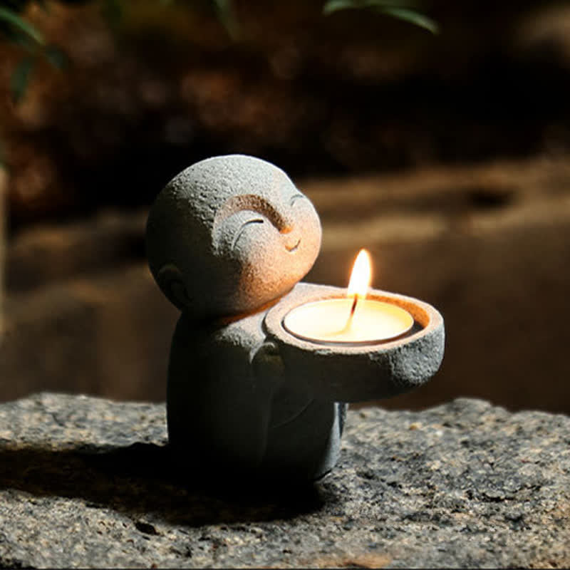 Buddha Stones Żywiczny świecznik Budda Spokój Dekoracja bez świecy - Budda (współczucie ♥ spokój) - image 0