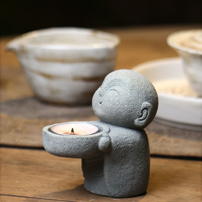 Buddha Stones Żywiczny świecznik Budda Spokój Dekoracja bez świecy - image 1