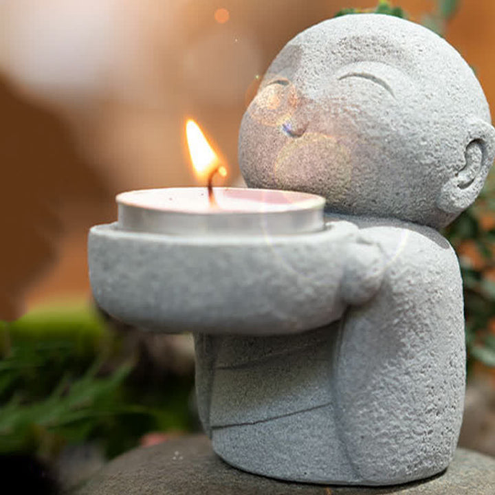Buddha Stones Żywiczny świecznik Budda Spokój Dekoracja bez świecy - image 12