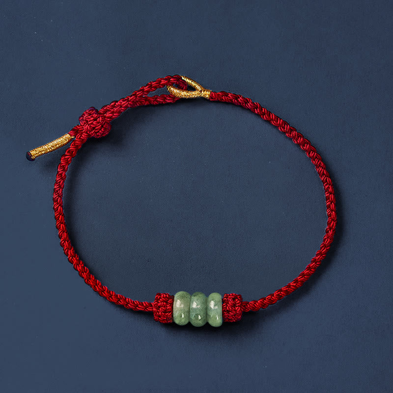 Buddha Stones Ręcznie pleciona, czerwona, sznurkowa, 3 mm, ochronna, regulowana bransoletka DIY z koralików jadeitowych - image 3
