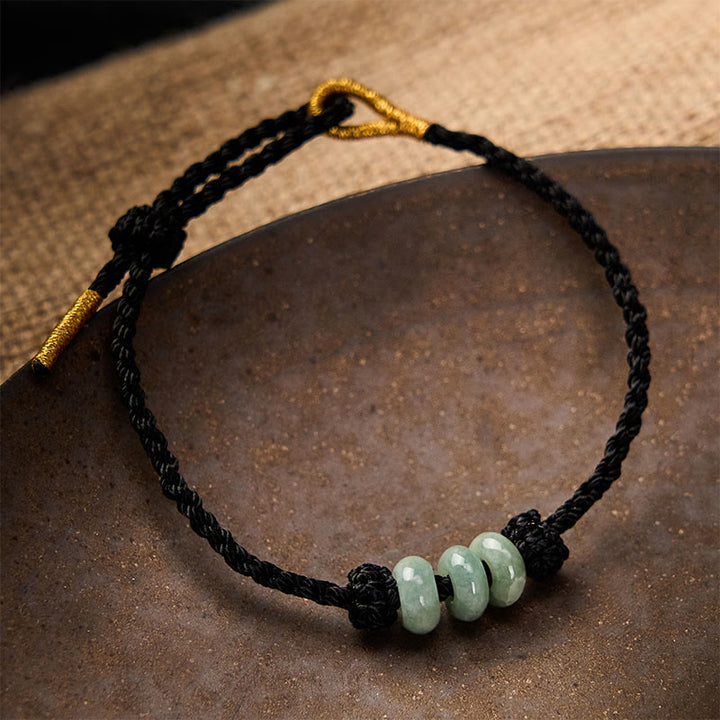 Buddha Stones Ręcznie pleciona, czerwona, sznurkowa, 3 mm, ochronna, regulowana bransoletka DIY z koralików jadeitowych - image 18