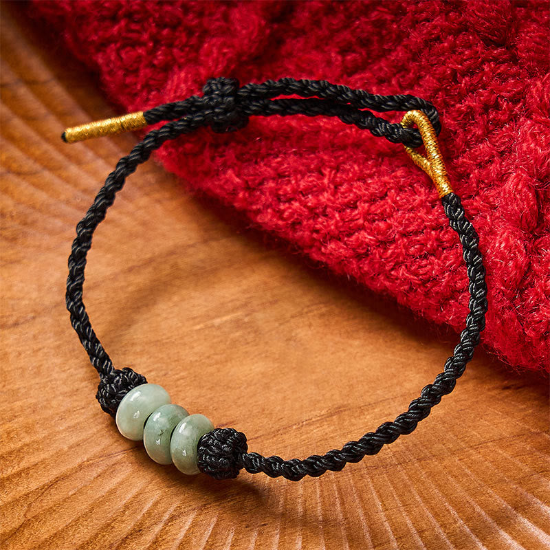 Buddha Stones Ręcznie pleciona, czerwona, sznurkowa, 3 mm, ochronna, regulowana bransoletka DIY z koralików jadeitowych - image 19