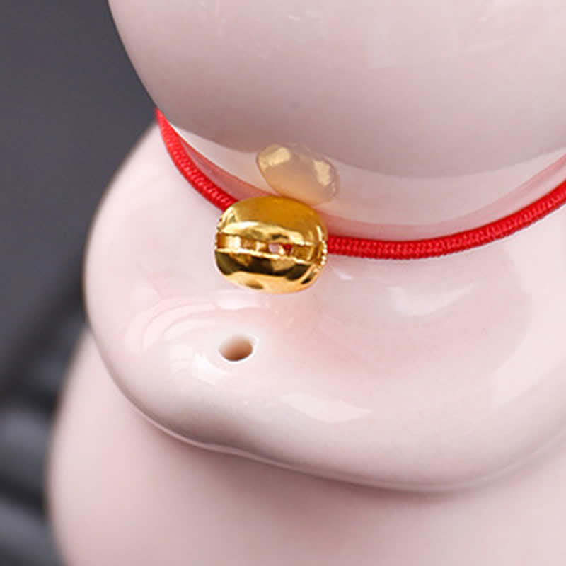 Buddha Stones Ceramiczny kadzielnik w kształcie kota Kawaii z tacką na popiół bez kadzidła - image 10
