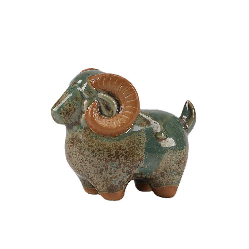 Buddha Stones Ceramiczny chiński znak zodiaku Baran Dobrobyt Uroczy wystrój zwierzęcy ze szkliwa zmieniającego się w piecu - image 11