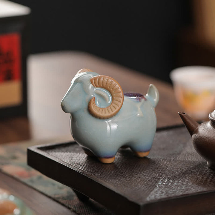 Buddha Stones Ceramiczny chiński znak zodiaku Baran Dobrobyt Uroczy wystrój zwierzęcy ze szkliwa zmieniającego się w piecu - image 16