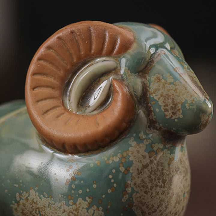 Buddha Stones Ceramiczny chiński znak zodiaku Baran Dobrobyt Uroczy wystrój zwierzęcy ze szkliwa zmieniającego się w piecu - image 12