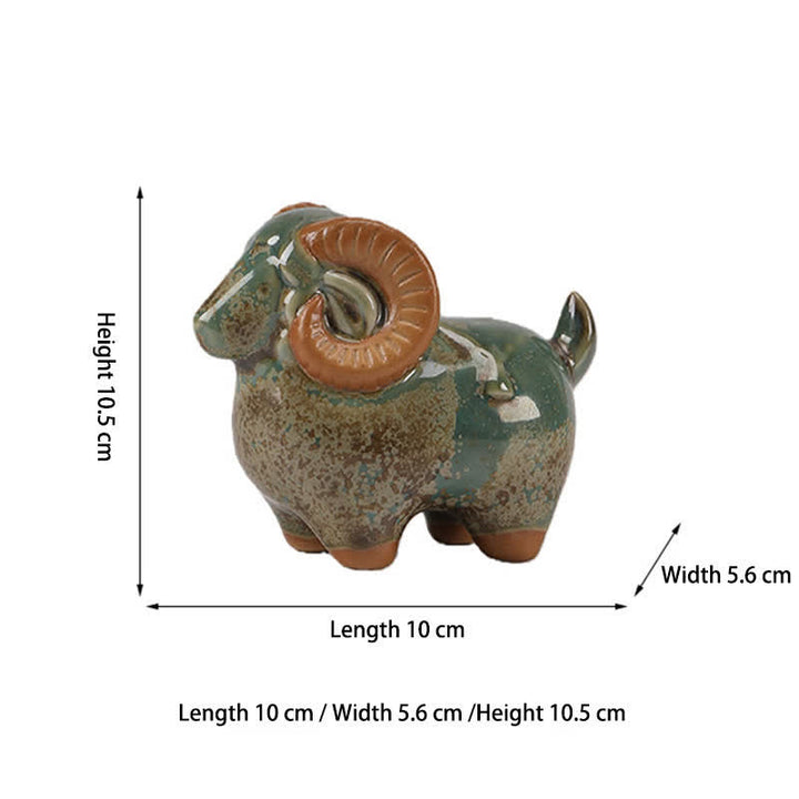 Buddha Stones Ceramiczny chiński znak zodiaku Baran Dobrobyt Uroczy wystrój zwierzęcy ze szkliwa zmieniającego się w piecu - image 10